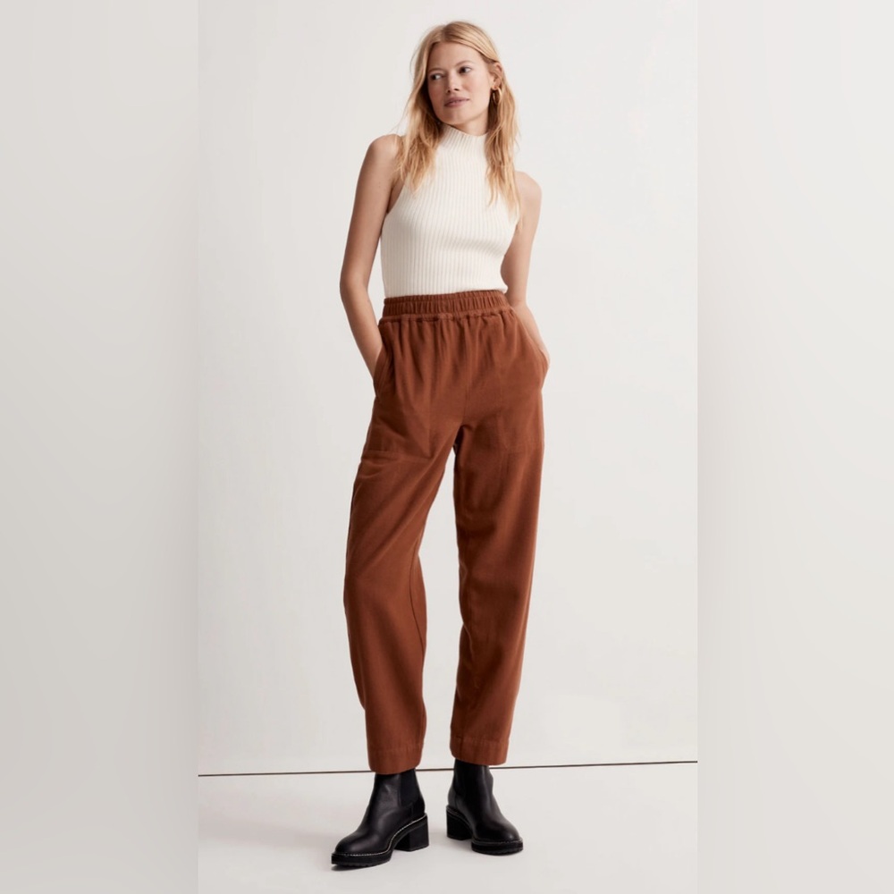 Madewell Huston Pull-On Tapered Pants in Cinnamon Stick - L